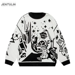 Übergroße Pullover Männer Frauen Harajuku Anime Mädchen Graffiti Vintage Strick pullover Pullover Winter Unisex Baumwolle Pullover Streetwear