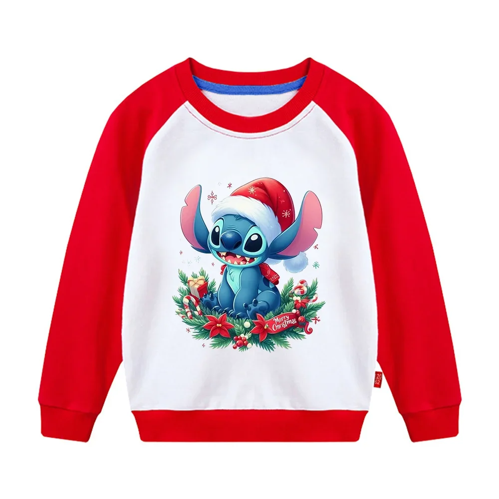 Disney stitch esportes moletom manga camiseta manga comprida camisa base bloqueada retro cor bloco carta impressão base solta criança topo