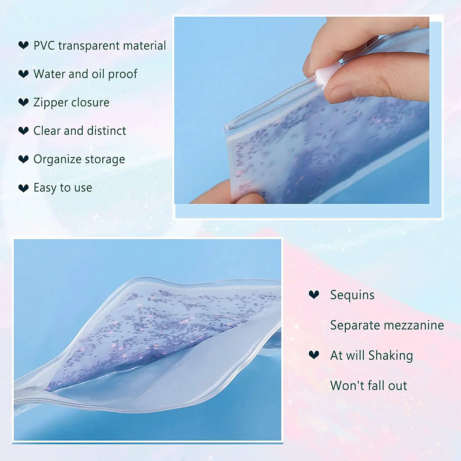 6 шт., карманные конверты из ПВХ, на молнии