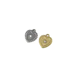 5pcs Stainless Steel Heart Stone Jewelry Charms Pendant DIY Handcraft  Vacuum Plate Waterproof Antiallergic
