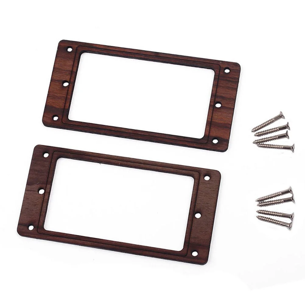 2 Pcs Surround Electric Guitar Flat Humbucker Pickup Ring Wooden Mounting Double Coil