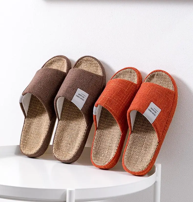 Atmungsaktive Leinen-Hausschuhe für Herren, Ganzjährig Leise für Innenräume, Rutschfeste Schlafzimmer-Bodenschuhe, Weiche Pantoffeln, Anti-Rutsch-Hausschuhe – Detail 9