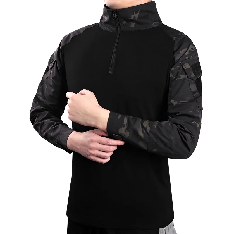 

Men's Ripstop Cotton Military Tactical Shirt Long Sleeve Combat Airsoft T Shirt Outdoor Hiking Hunting Camouflage Army Shirts