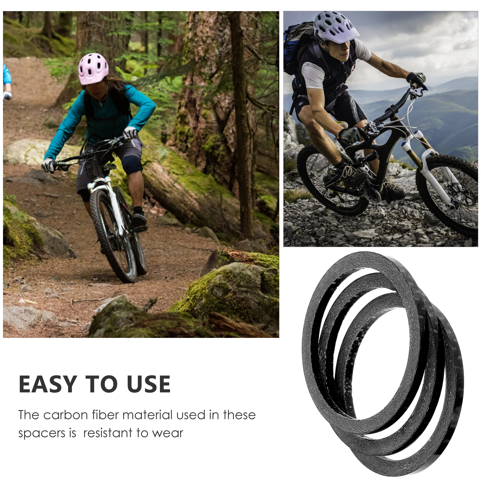 

3 Pcs Carbon Fiber Fork Washer Bike Headset Spacer Front Gasket Stem Handlebar Spacers Road