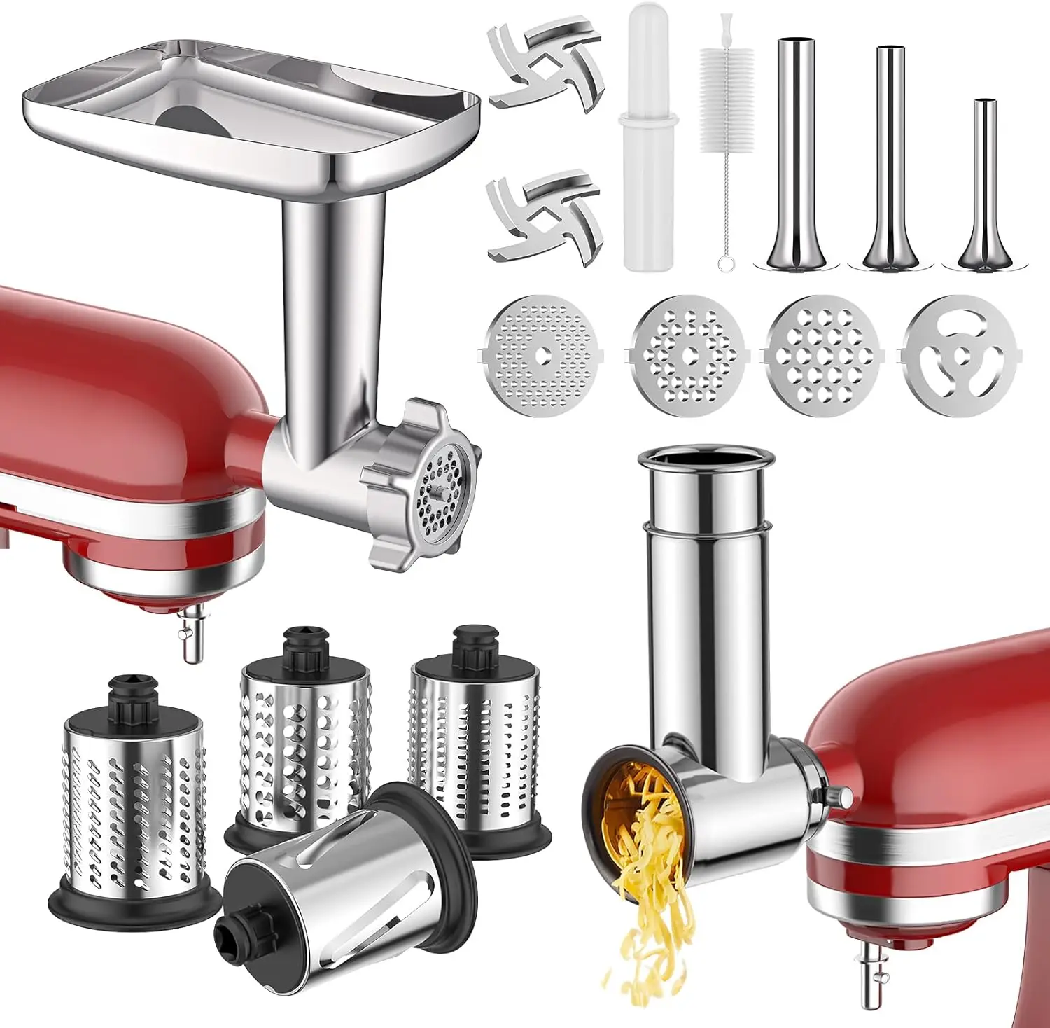 Мясорубка и измельчитель из нержавеющей стали для миксеров KitchenAid, в комплекте насадки для приготовления колбас и ак