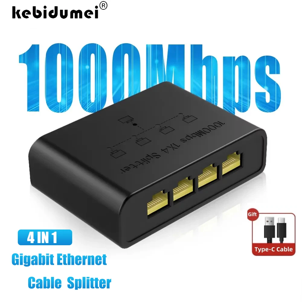 

KEBIDUMEI 5-портовый гигабитный сетевой коммутатор 100/1000 Мбит/с, высокопроизводительное расширение для маршрутизатора, ПК, адаптер-разветвитель RJ45