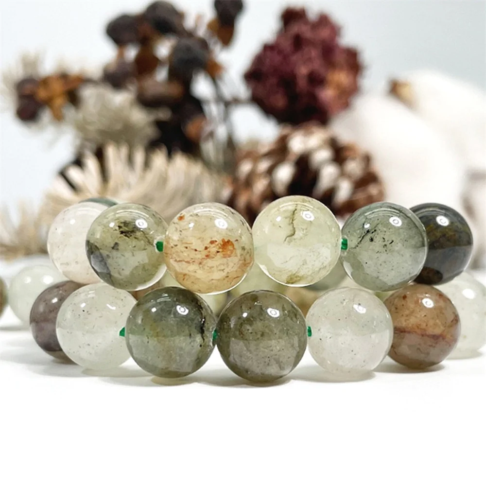 

African Natural Green Ghost crystal Round Beads for Jewelry Making DIY Necklace Bracelet 4-12mm Energy Crimp&End Accessories