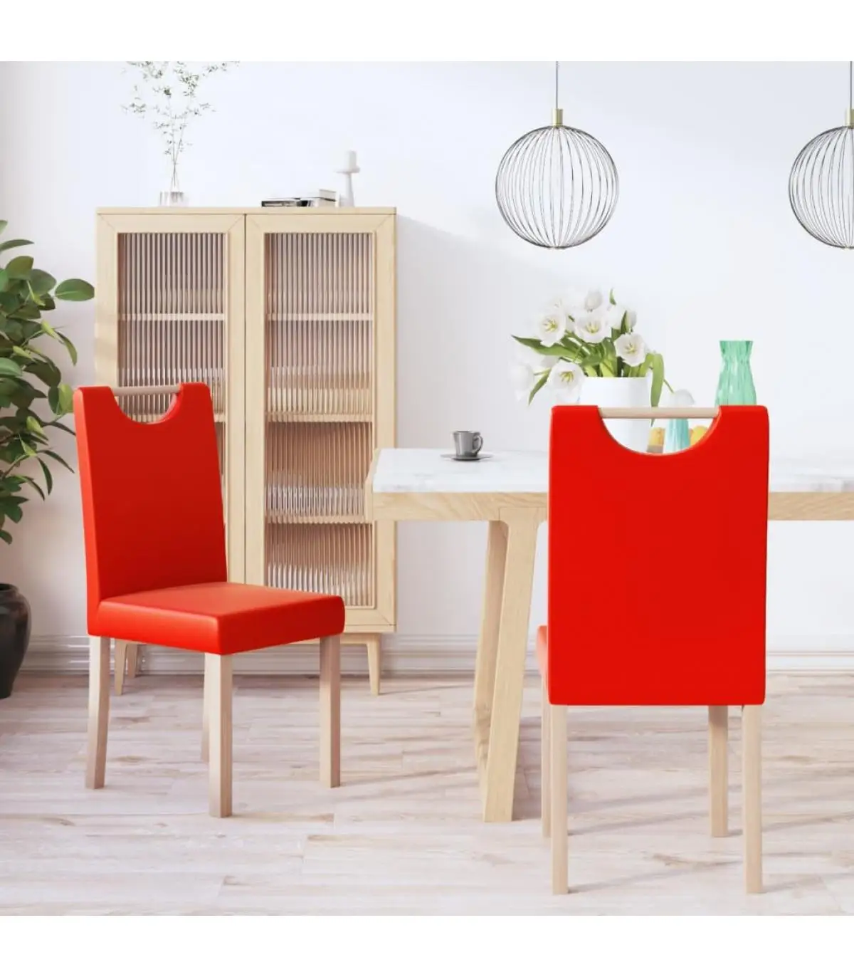 Dining chairs dining chairs 2 units Red synthetic leather