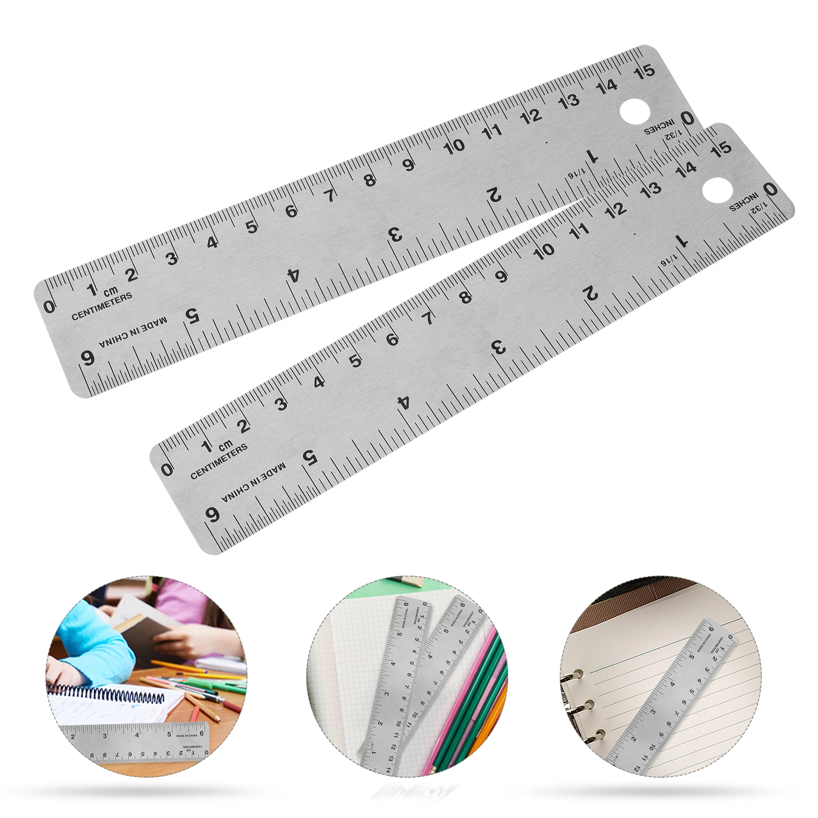 2pcs Stainless Steel Straight Edge 30Cm Precision Measuring Tool Cork Back Woodworking Drawing Ruler For Engineering Scale