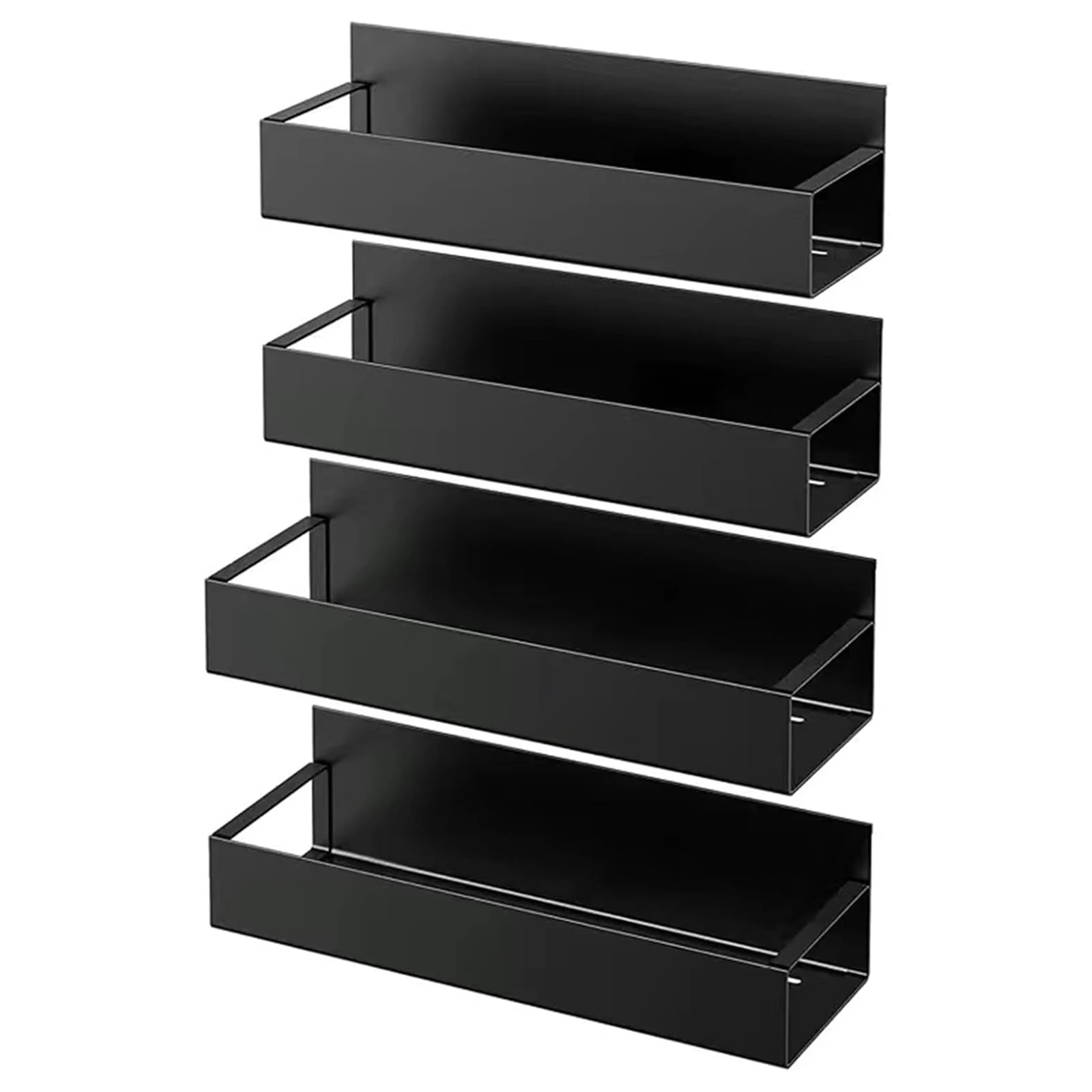 

4 Pack Black Fridge Organizers Storage Space Saving Strong Magnetic Spice Rack Easy To Install for Refrigerator Kitchen Bathroom