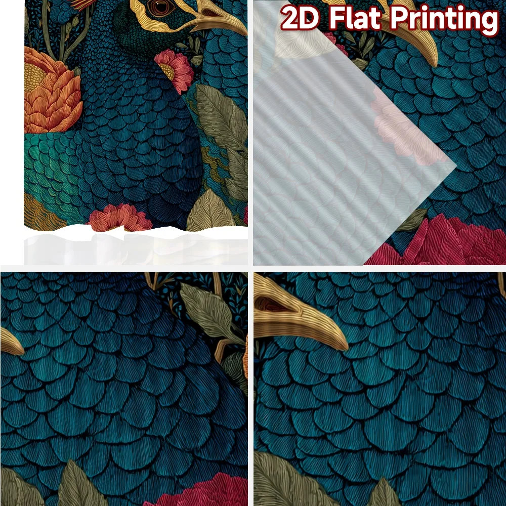 2D FLAT PRINTING 2pcs Curtains (Without Rod) Elegant Peacock Among Flowers Popular Contemporary Curtains Versatile Polyester