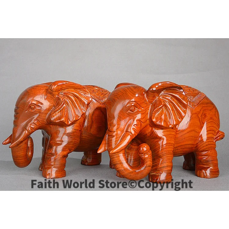 2025 grade Decoration art # business office home efficacious Talisman Handmade Yellow pear wood Elephant FENG SHUI Sculpture