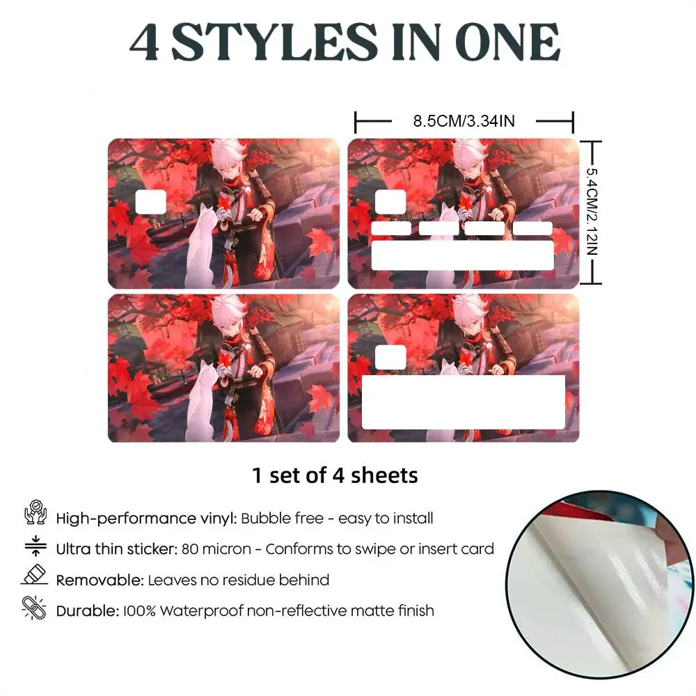 A-k-Kaedehara Kazuha Credit Card Skin Stickers For Bank Card Bus Metro Card Sticker Waterproof Women Gift