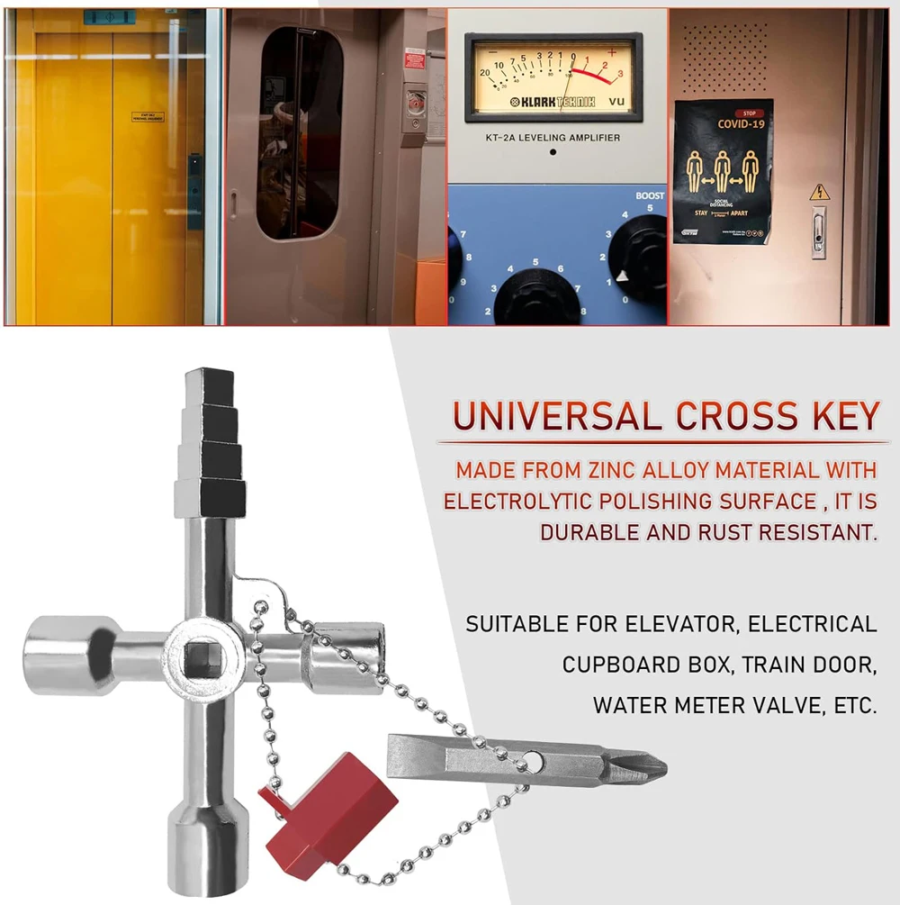 Multi-Functional Water Utility Triange Key Wrench Plumbing Spanner Square Triangle Train Electrical Cupboard Elevator Cabinet