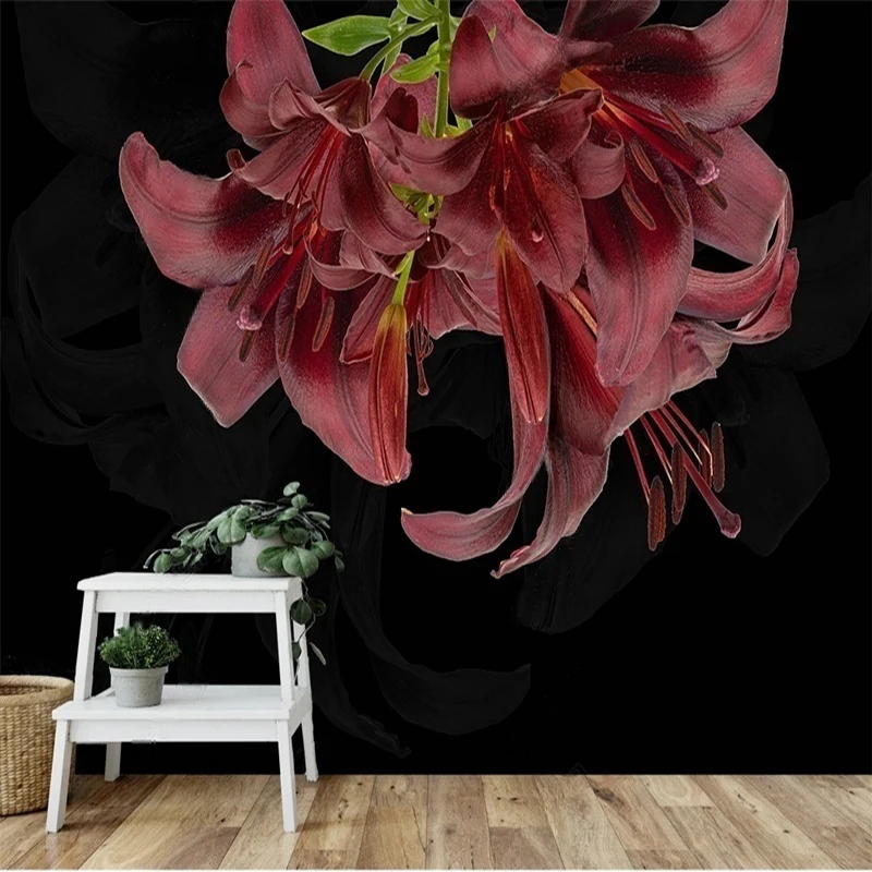 

MU8471 Any Size 3D Wallpaper Nordic Light Luxury Hand-painted Plants Blue Flowers Sofa TV Background Wall Papel De Parede 3D
