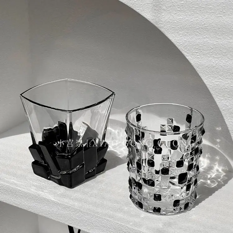 Wine Glass Creative Artistic Sense Manual Black Gemstone  Light Luxury Water Cup Coffee Home Daily Simple Korean