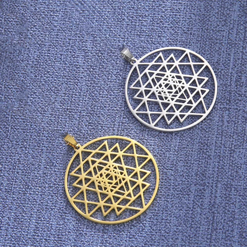 Dawapara Flower of Life Sri Yantra Yoga Pendant Shri Chakra Mandala Merkabah Tetrahedron Sacred Geometry Amulet DIY Charms