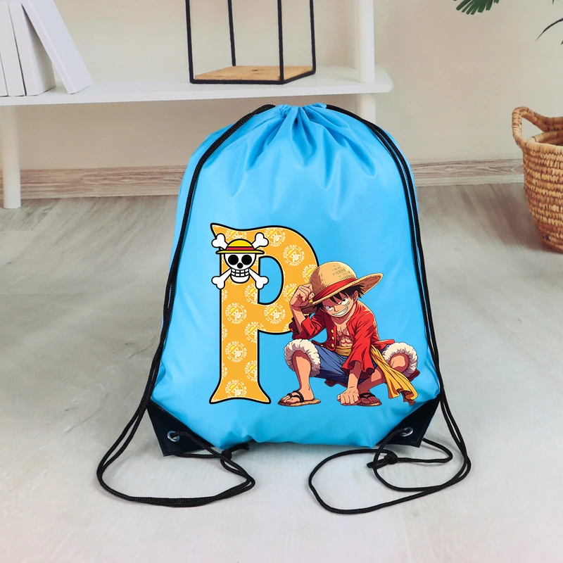 

One Piece Letter Drawstring Storage Bag Party Candy Package Anime Luffy Boy Gift Pouch Multi-functional Dustproof Storage Bag