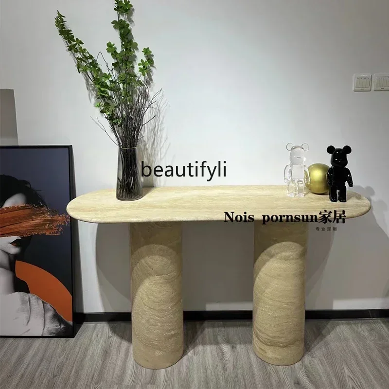 cn8617 LHY New Arrivals Natural Yellow Cave Stone Console Tables Designer Foyer Hallway Corridor Creative Console S26