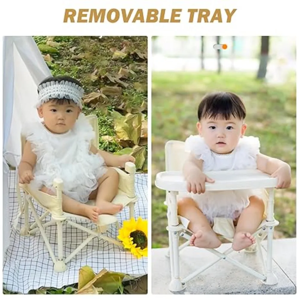 Portable High Chair with Removable Tray Anti-Tipping Toddler Camping Chair for Baby Kids Less Than 30kg Toddler Baby High Chair