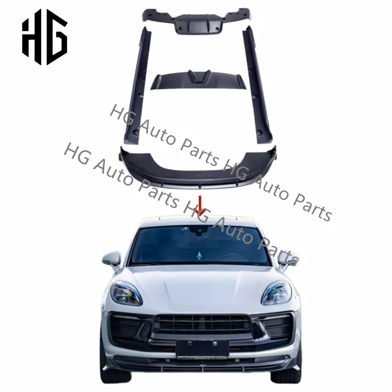 

Upgrade cmst full set carbon fiber front bumper lip rear diffuser car spoiler side skirts body kit for porsche macan 2022-2024