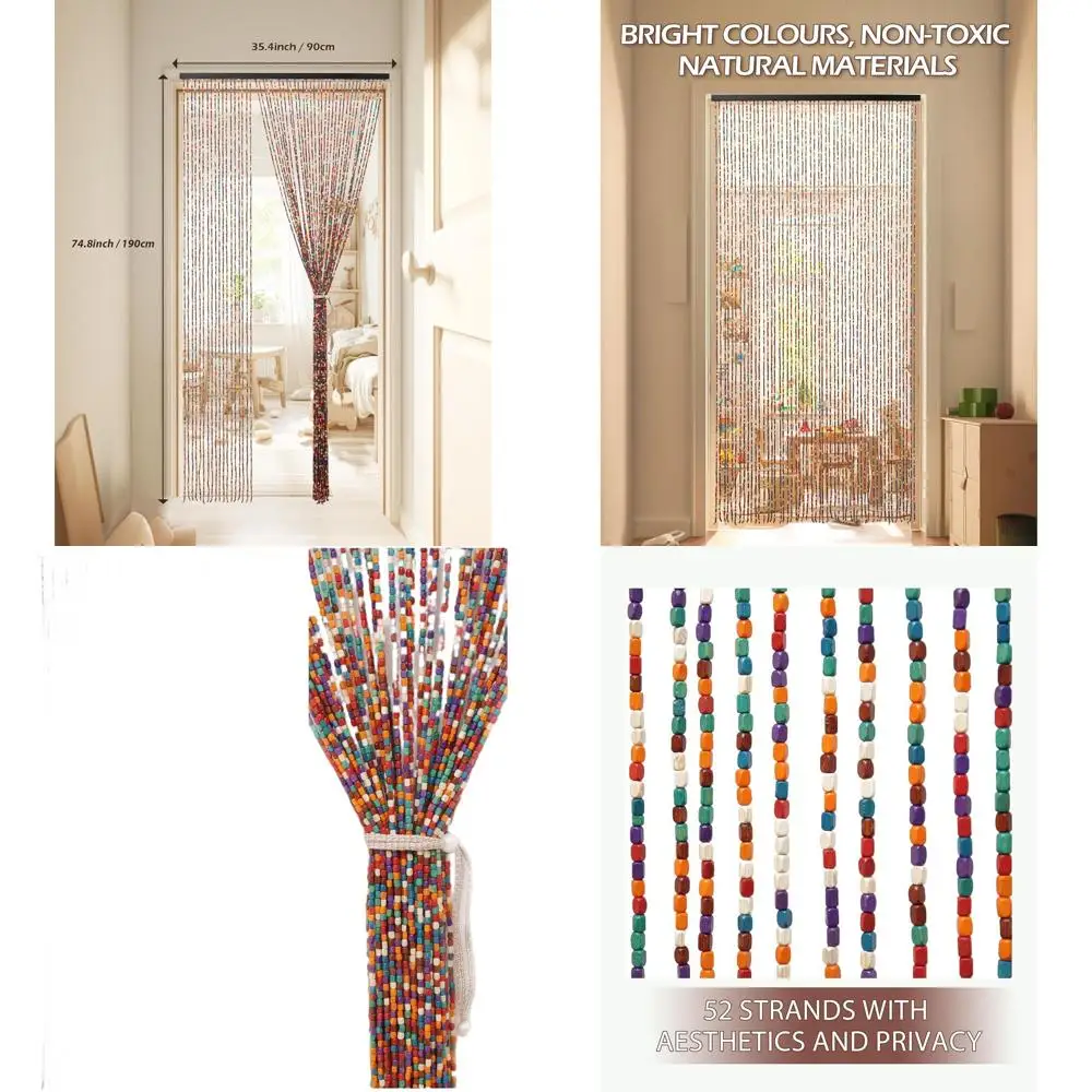 Handgemaakt 52-strengs gordijn met regenboogkralen, 35,4x74,8, multifunctioneel voor deuropeningen, insectenscherm voor thuis