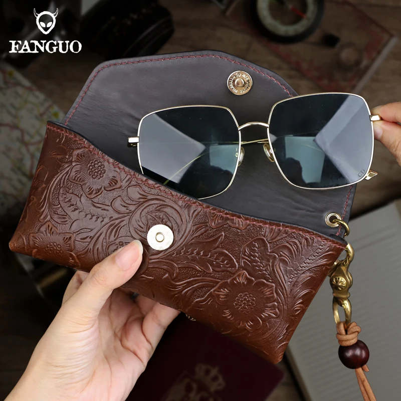 New Leather Sunglasses Bag Genuine Leather Eyeglasses Holder Box Portable Glasses Display Pocket Organizer Glasses Case