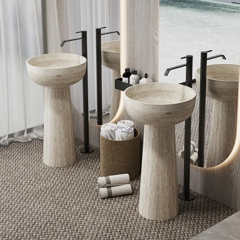 

Travertine floor-to-ceiling column basin Under the counter basin Wash table Hotel Club Pool Hand wash basin