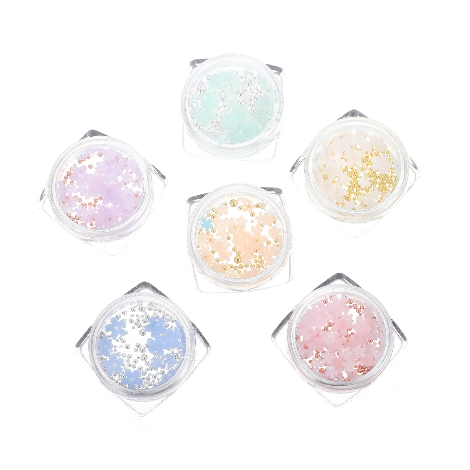 

6 Boxes 3D Flower Nail Charms Light Changing Nail Art Decorations for Acrylic Nails DIY Manicure Design Accessories