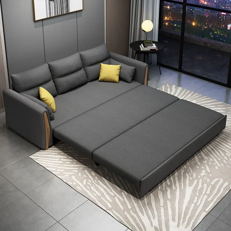 Multifunctional folding sofa bed dual-purpose small apartment living room removable and washable double telescopic storage