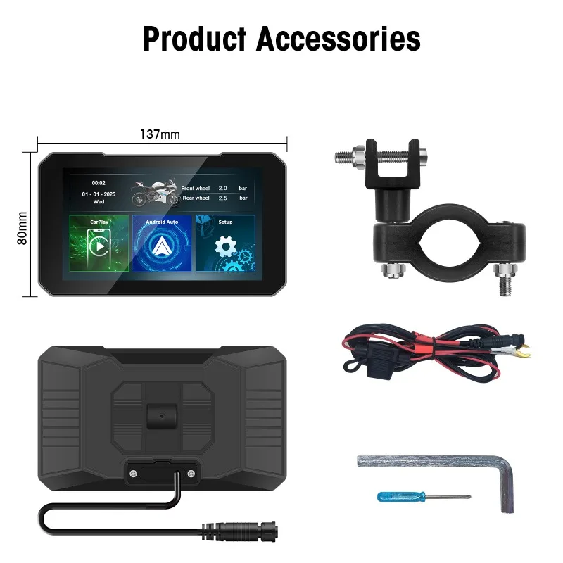 For Ezonetronics 5 Inch Touch Screen Motorcycle CarPlay Screen Support Wireless CarPlay and Android Auto IP67 Waterproof New