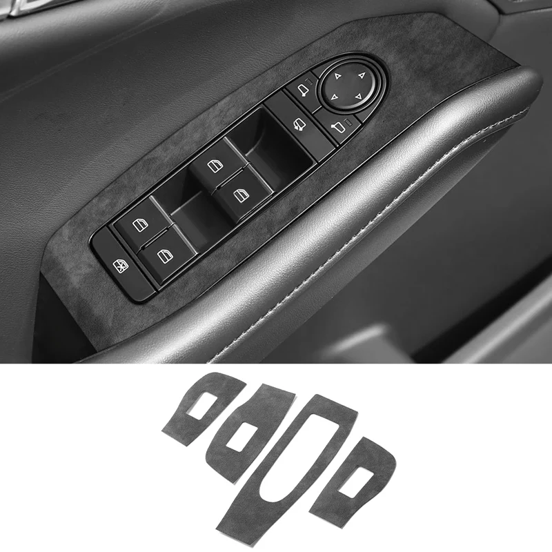 Autocollant de cadre de garniture de panneau de commande de lève-vitre de voiture, pour Mazda3 Axela, en Alcantara, accessoires de réglage intérieur de voiture
