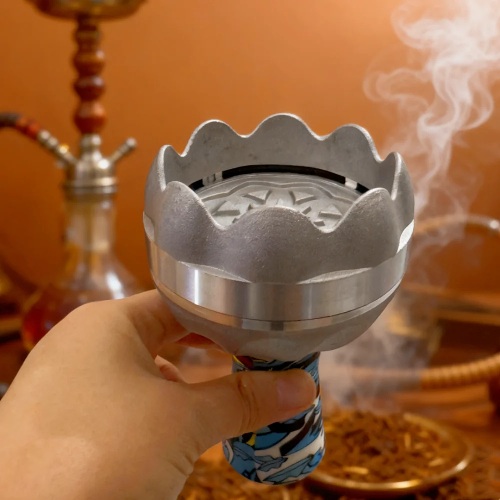 2In1 الشيشة الشيشة وعاء التبغ حامل الفحم تشيتشا الحرارة حارس Magement نظام الفحم الملحقات ، لون عشوائي