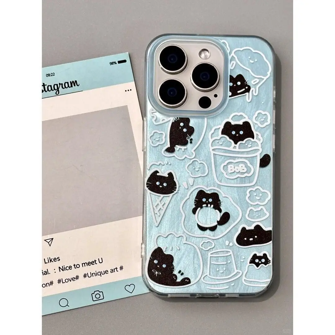 SEIRASSIM cartoon cat cute phone case for iphone 16 pro max 15 14 plus 13 11 12 silicone back cover for iphone xr xs x 7 p 8 se2