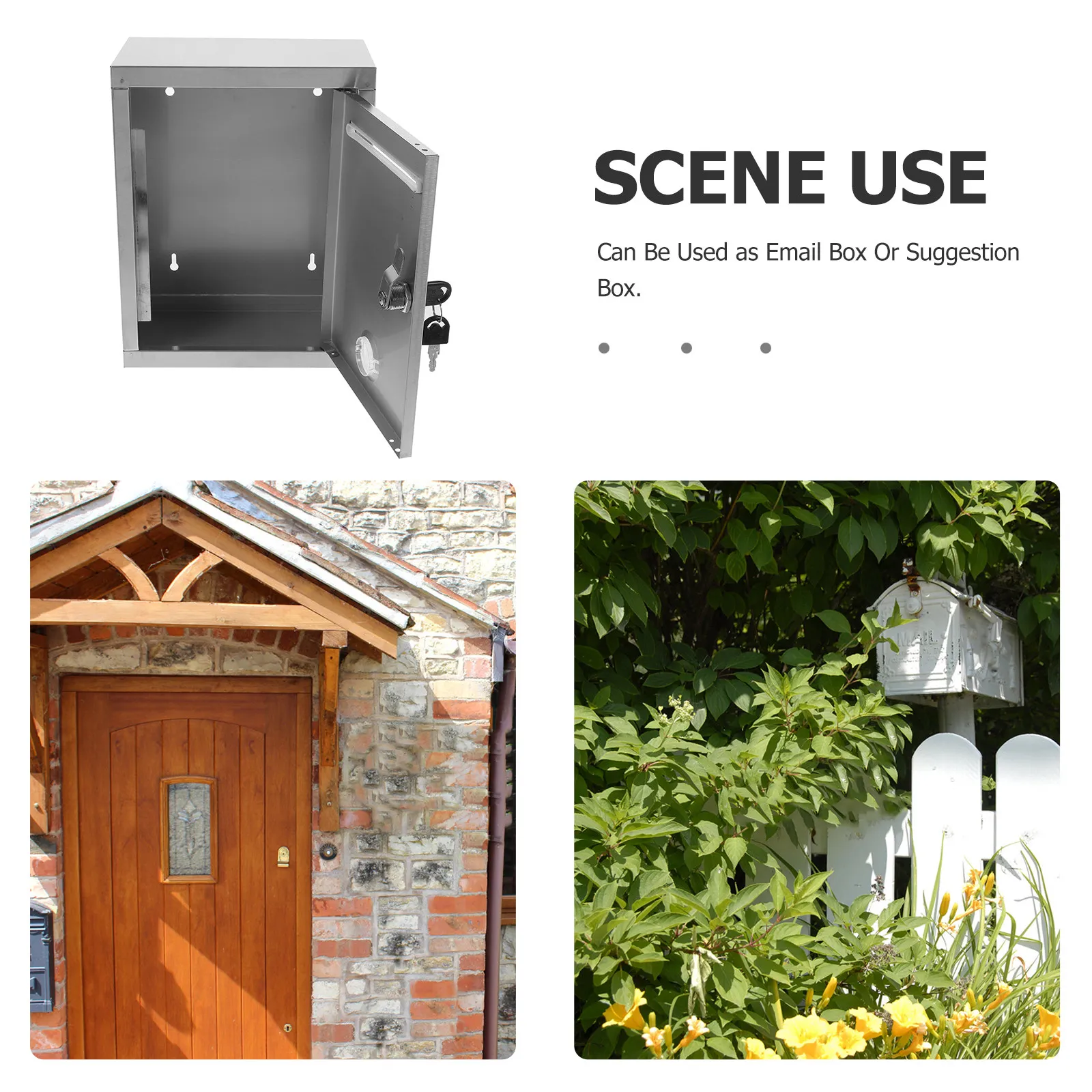 Outdoor Metal Locking Mailbox Wall Mounted Lock Box Stainless Steel Suggestion Donation Ballot Box Office Mailbox Wall Mount