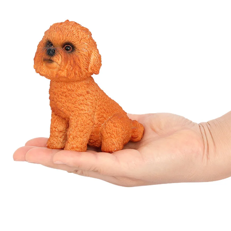 Simulación de perro animal sólido, modelo de peluche, caniche, caniche, perro mascota, juguete de adorno cognitivo para niños