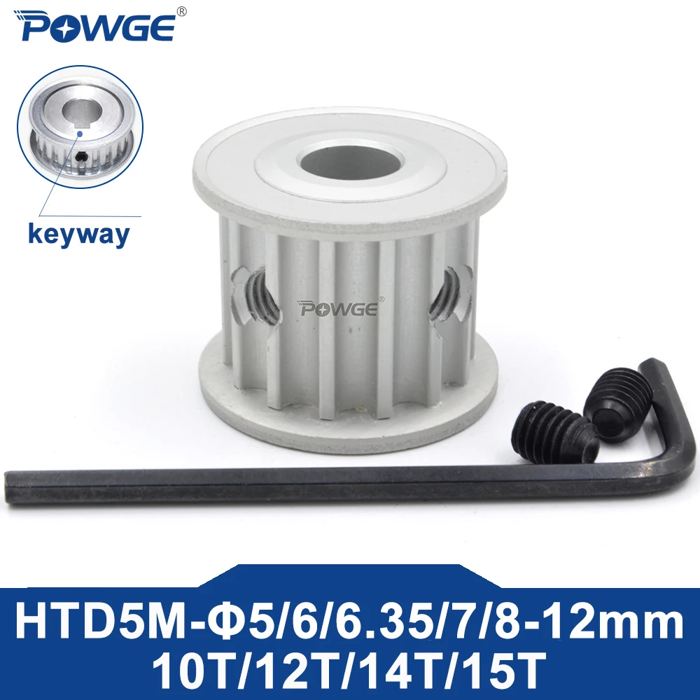 POWGE 12 14 15 teeth HTD 5M Timing Pulley AF Bore 5/6/6.35/8/10/12mm for HTD5M belt width 10/15/20/25mm 12T 14T 15T