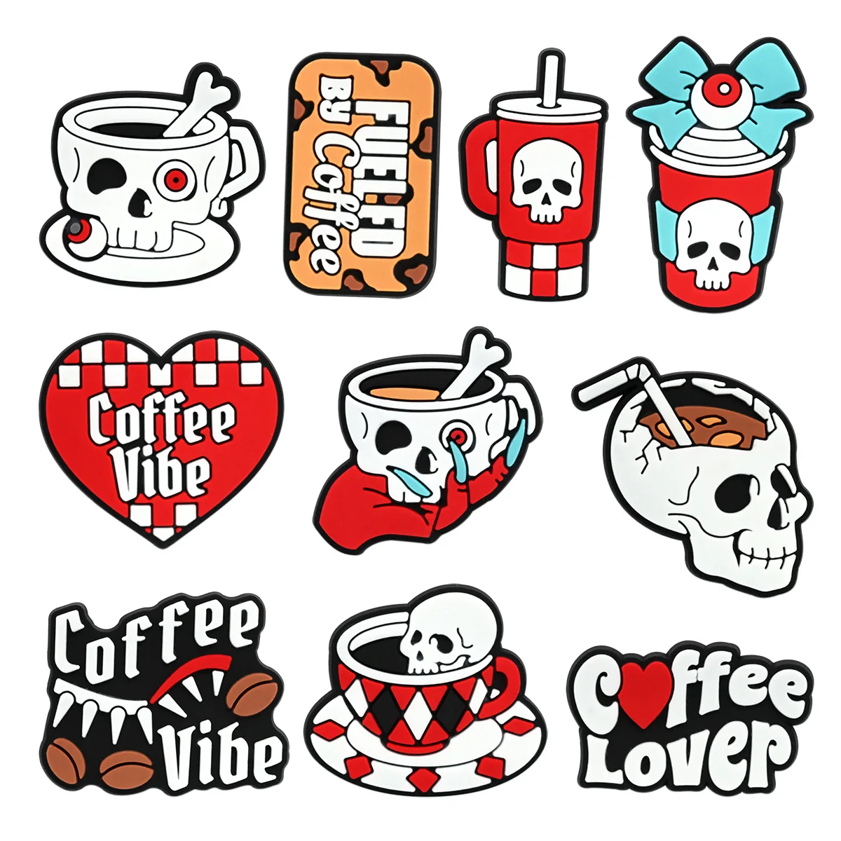 Halloween coffee cup series shoe flower hole shoe accessories DIY removable soft rubber garden shoes decorative buckle