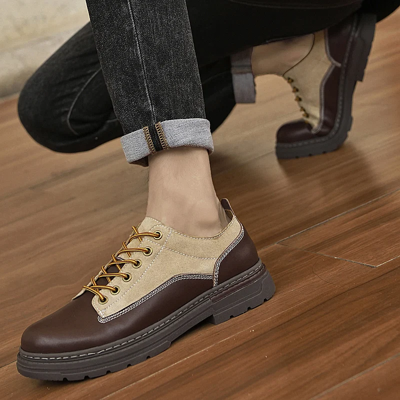 

Fashionable Urban Thick Soled Anti Slip Workwear Shoes Branded Genuine Leather Business Oxford Shoes High-quality Soft Men Shoes