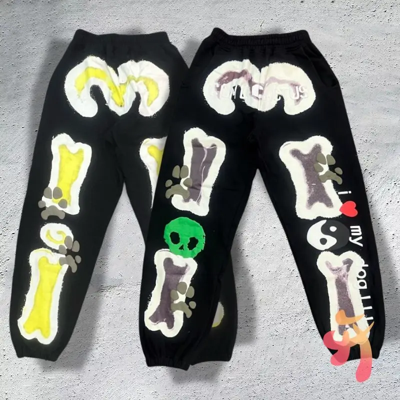 American High Street CPFM.XYZ Sweatpants Foam Skeleton Bone Print Elastic Waist Jogging Casual Loose Kanye Pants Men Women