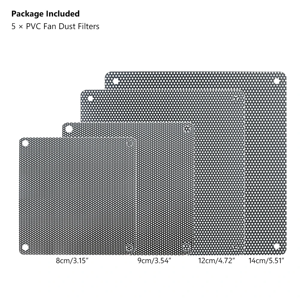 Afbeelding 3: 5Pcs 8Cm 9Cm 12Cm 14Cm Cuttable Zwart Wit Pvc Pc Fan Dust Filter Case Computer mesh Ultra Fijne Stofdicht Cover