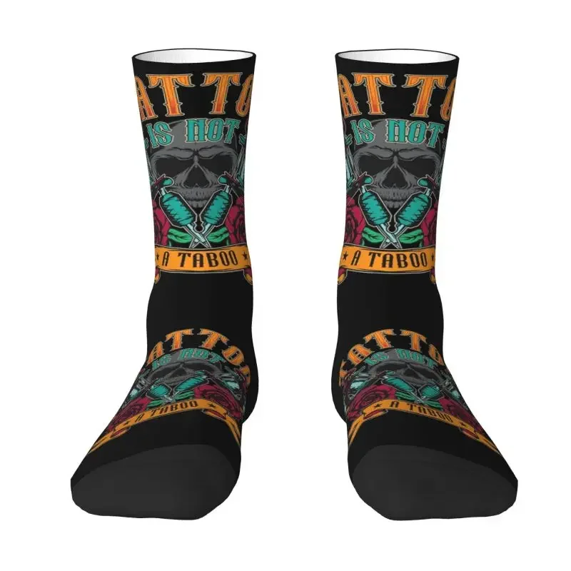 Tattoo Machine And Skull Men Women Crew Socks Unisex Cool Tattoo Is Not A Taboo Spring Summer Autumn Winter Male Dress Sock