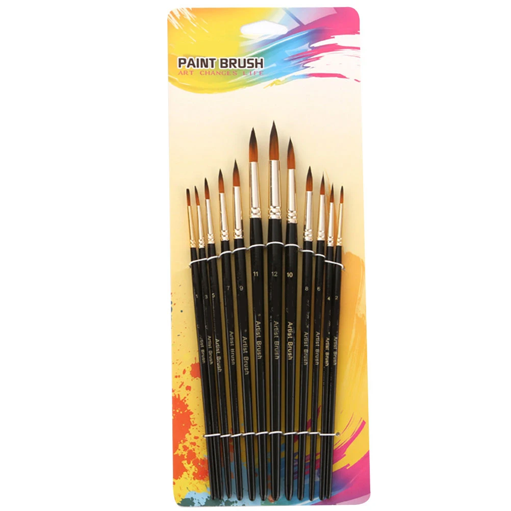 

12 Pcs Double Color Nylon Hair Paint Brushes Durable Lightweight Professional Watercolor Oil Painting Pen Kit Gifts