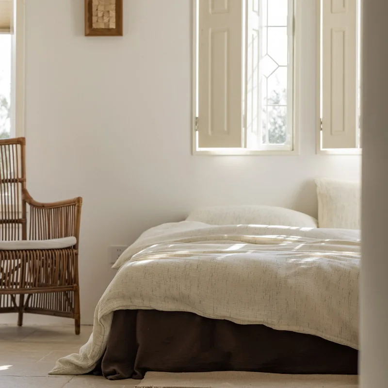 

Customizable Japanese cotton yarn-dyed double-layer wrinkled yarn four-piece set of pure cotton bedding