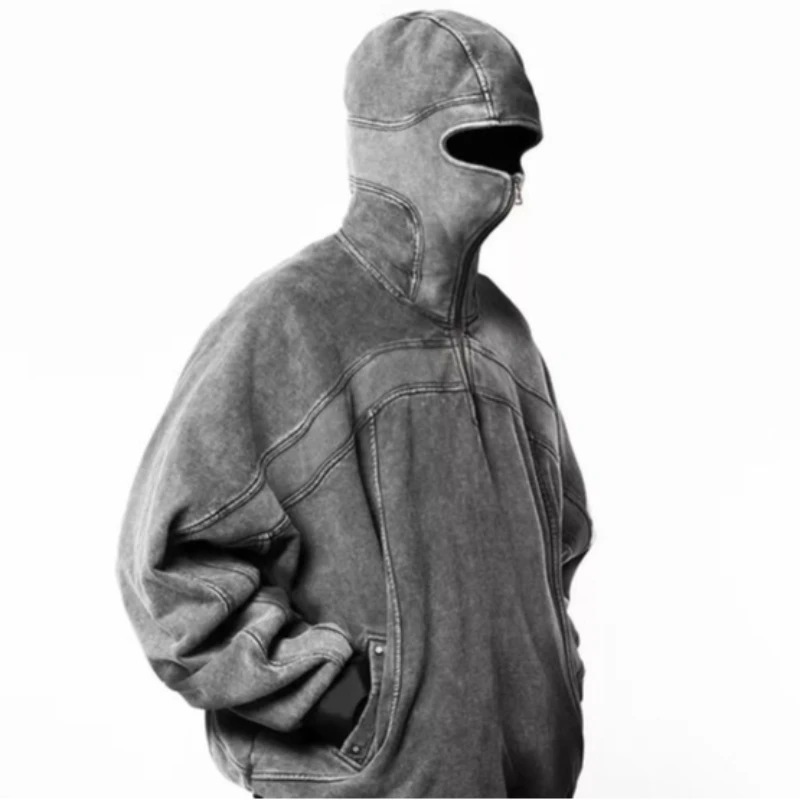 2024 Hiver Nouveau Hoodie Hip Hop Épissage y2k Rétro À Capuche Vieux Chaud Créatif À Capuche Hiver En Plein Air Chaud À Capuche Haut