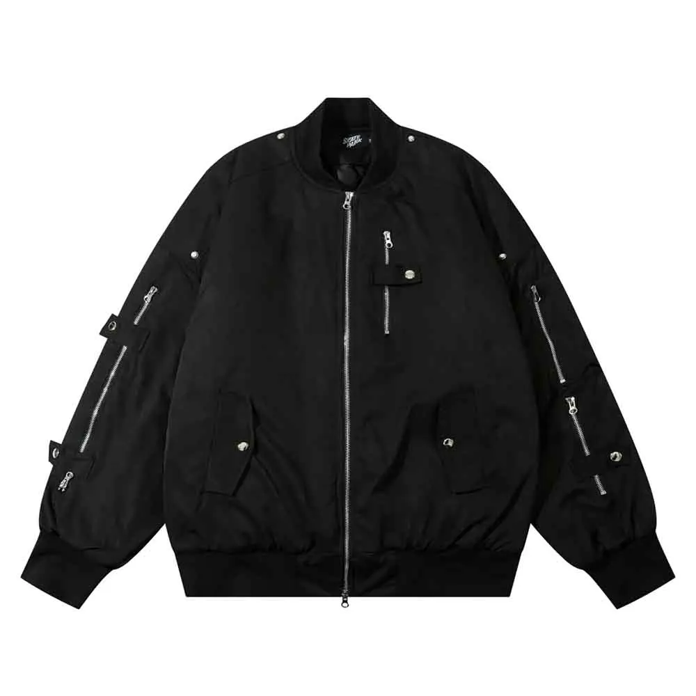 

Winter New Men's Solid Color Long-Sleeve Bomber Jacket American Retro Fashion Trendy Street Casual Loose Niche Men's Top 2025