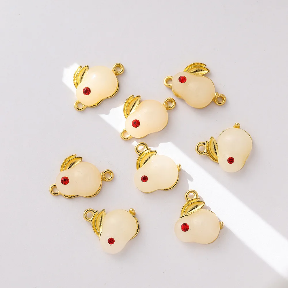 Jade Rabbit Pendant Imitation Jade Necklace Single Hanging Double Hanging Jade Rabbit Vintage Chinese Wind Bracelet Necklace Ear