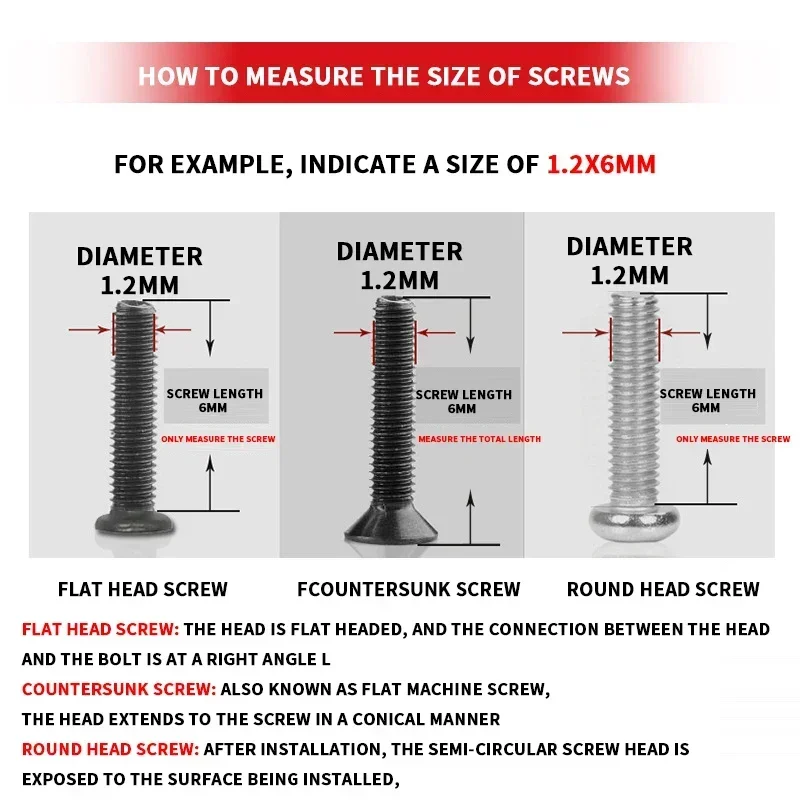 M1.2 M1.4 M2 Screw Set, Laptop Screw Kit for Repair Computer Electronic Cross Self Tapping Screw Set Kit Box
