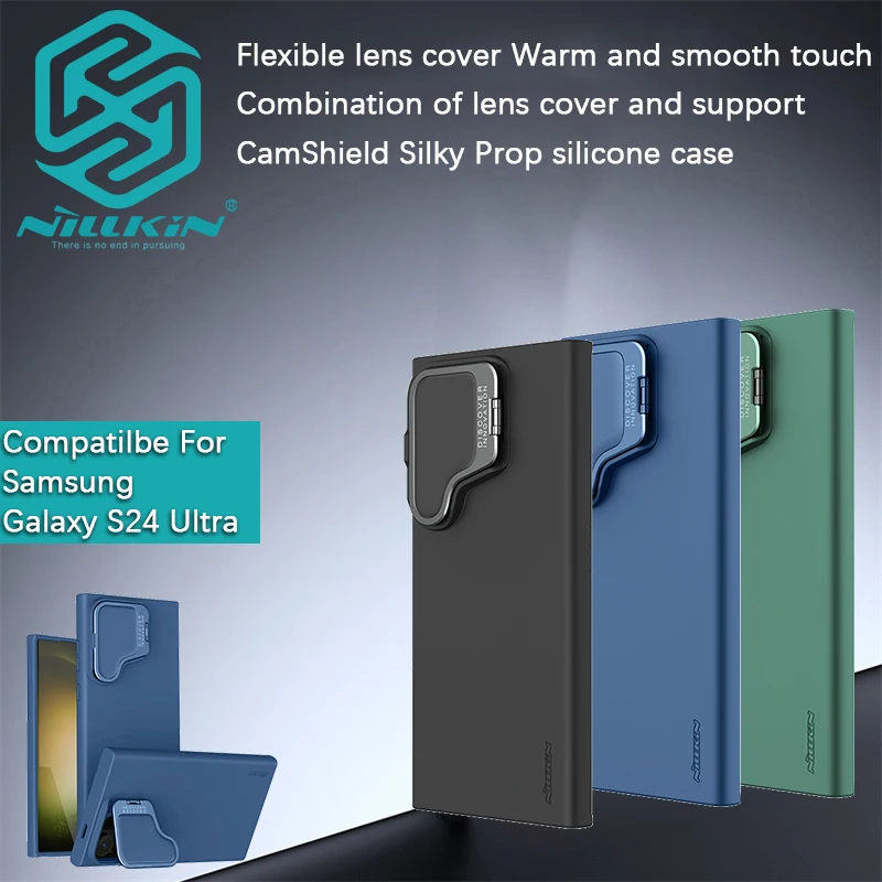 Nillkin For Samsung Galaxy S24 Ultra CamShield Silky Prop silicone Magnetic Case Lens cover bracket protective case phone case