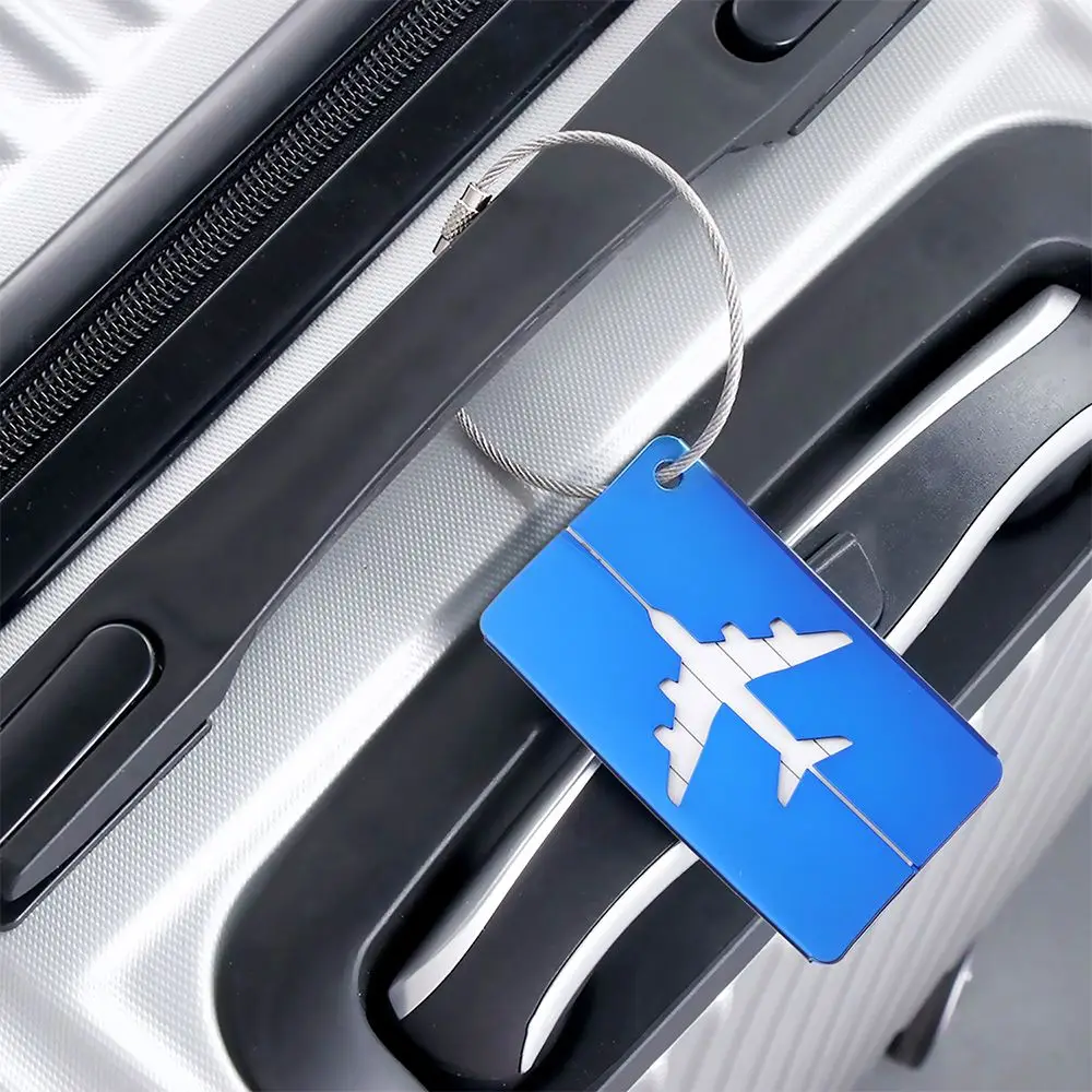 Wiederverwendbare Reise-Gepäckanhänger aus Aluminium, Kofferetiketten, Schlaufename aus Edelstahl, Ausweis mit Seilen, Taschenanhänger für Koffer, Gepäck – Detail 8